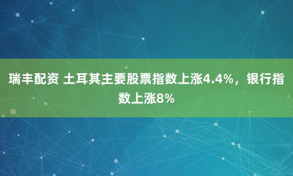 瑞丰配资 土耳其主要股票指数上涨4.4%，银行指数上涨8%